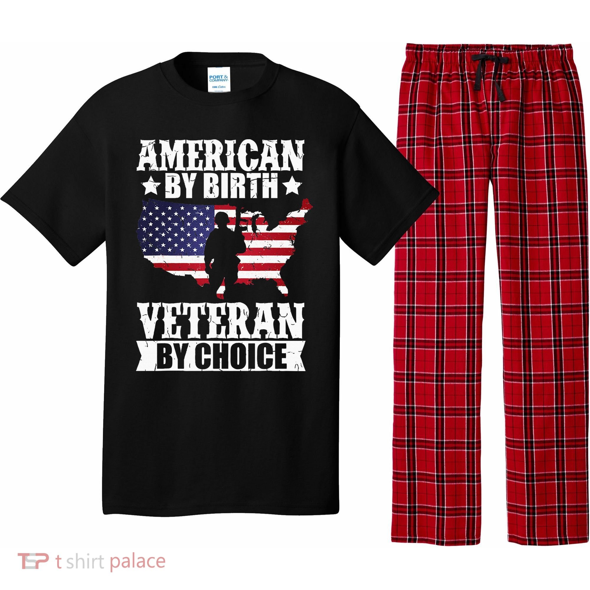 American By Birth Veteran By Choice Us Flag Veterans Day Pajama Set
