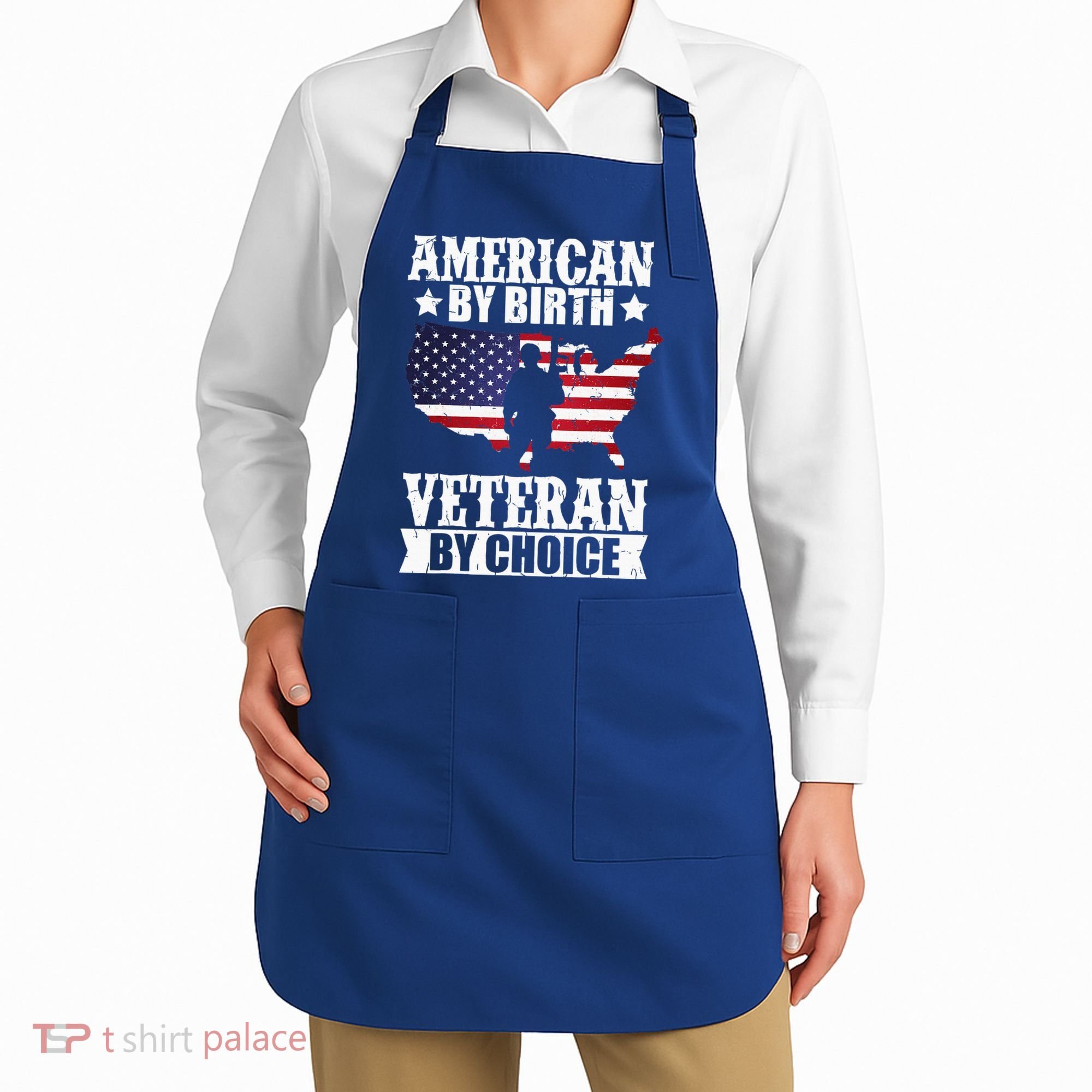 American By Birth Veteran By Choice Us Flag Veterans Day Apron