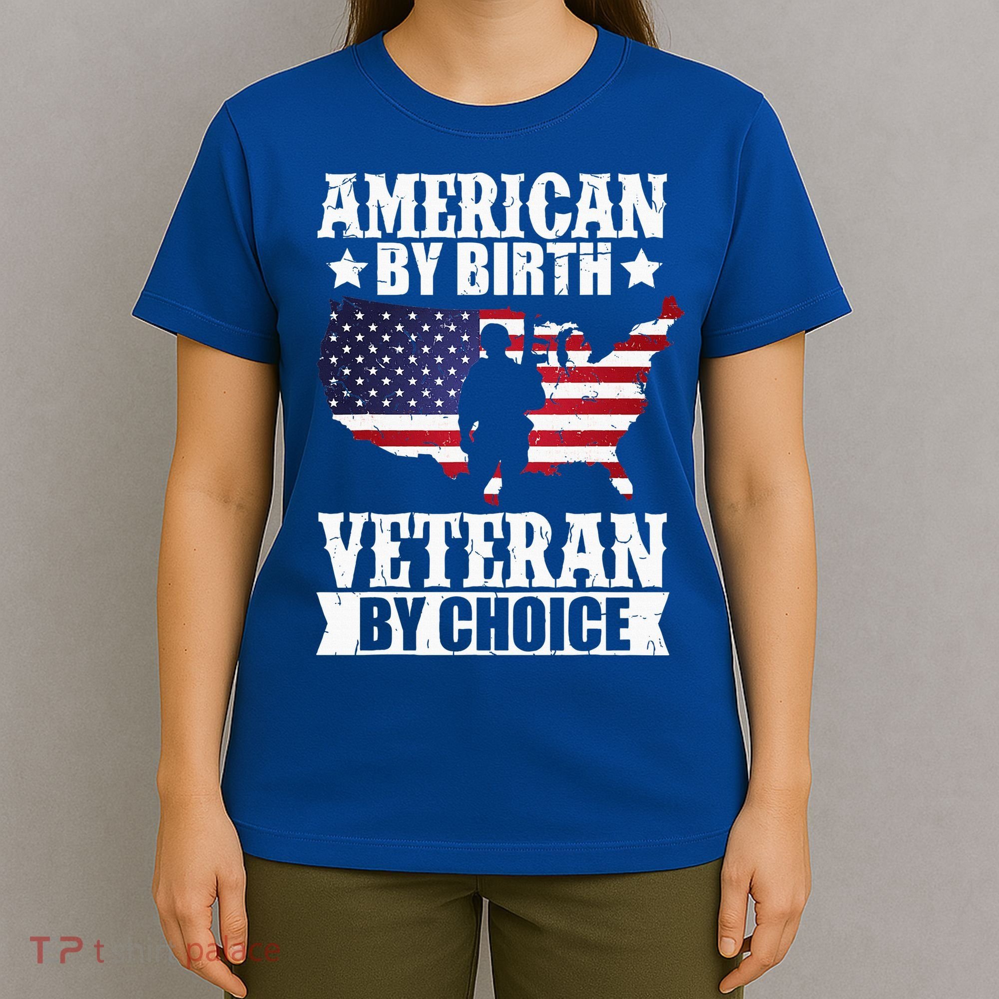 American By Birth Veteran By Choice Us Flag Veterans Day T-Shirt