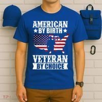 American By Birth Veteran By Choice Us Flag Veterans Day T-Shirt thumb 6