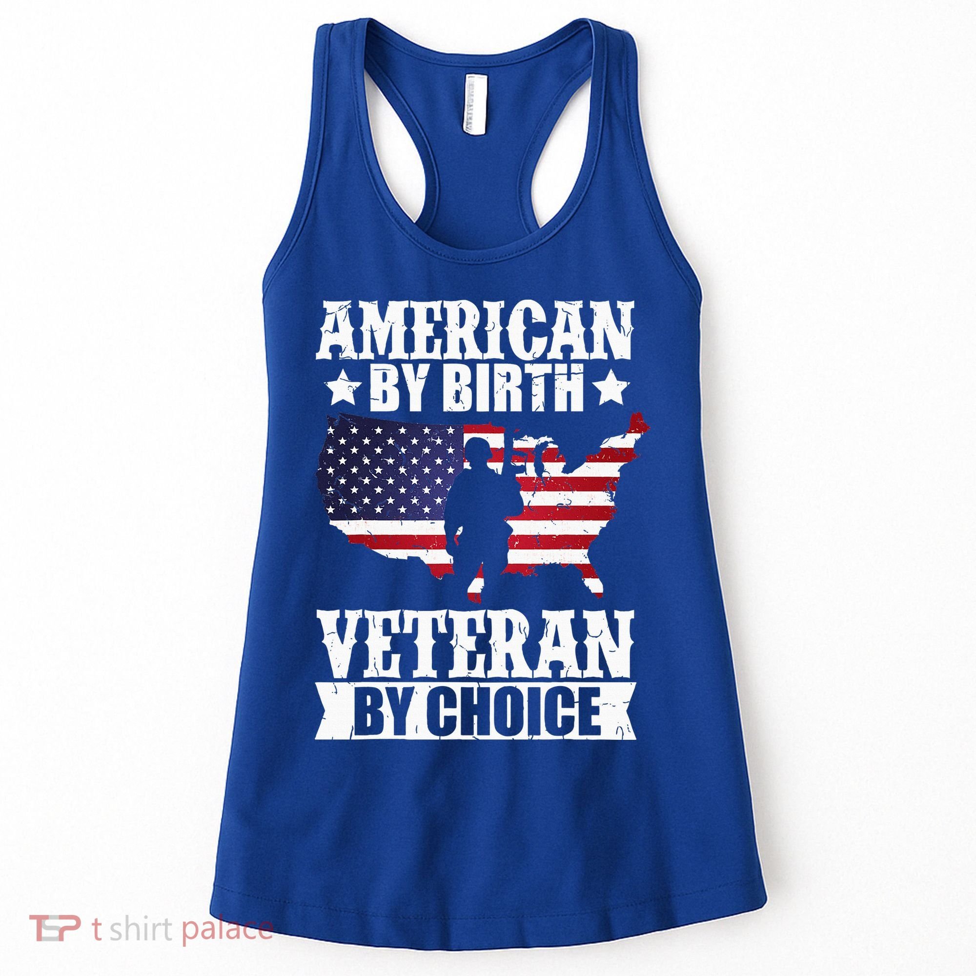 American By Birth Veteran By Choice Us Flag Veterans Day Women's Tank Top