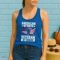 American By Birth Veteran By Choice Us Flag Veterans Day Women's Tank Top thumb 2