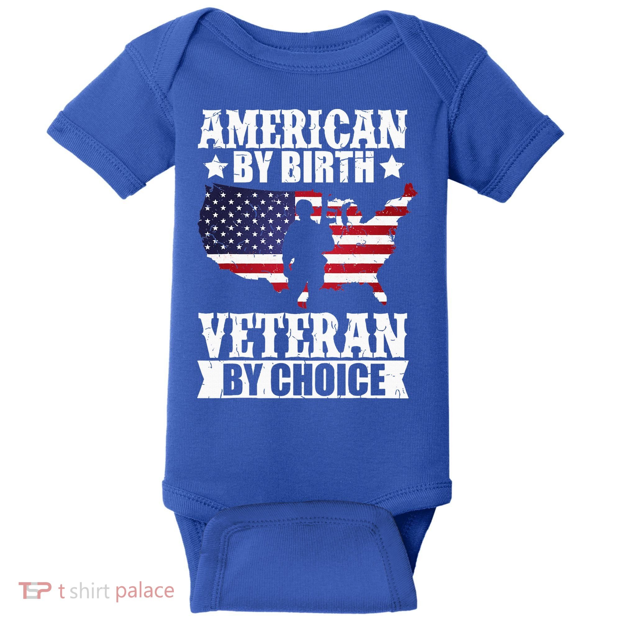 American By Birth Veteran By Choice Us Flag Veterans Day Baby Bodysuit