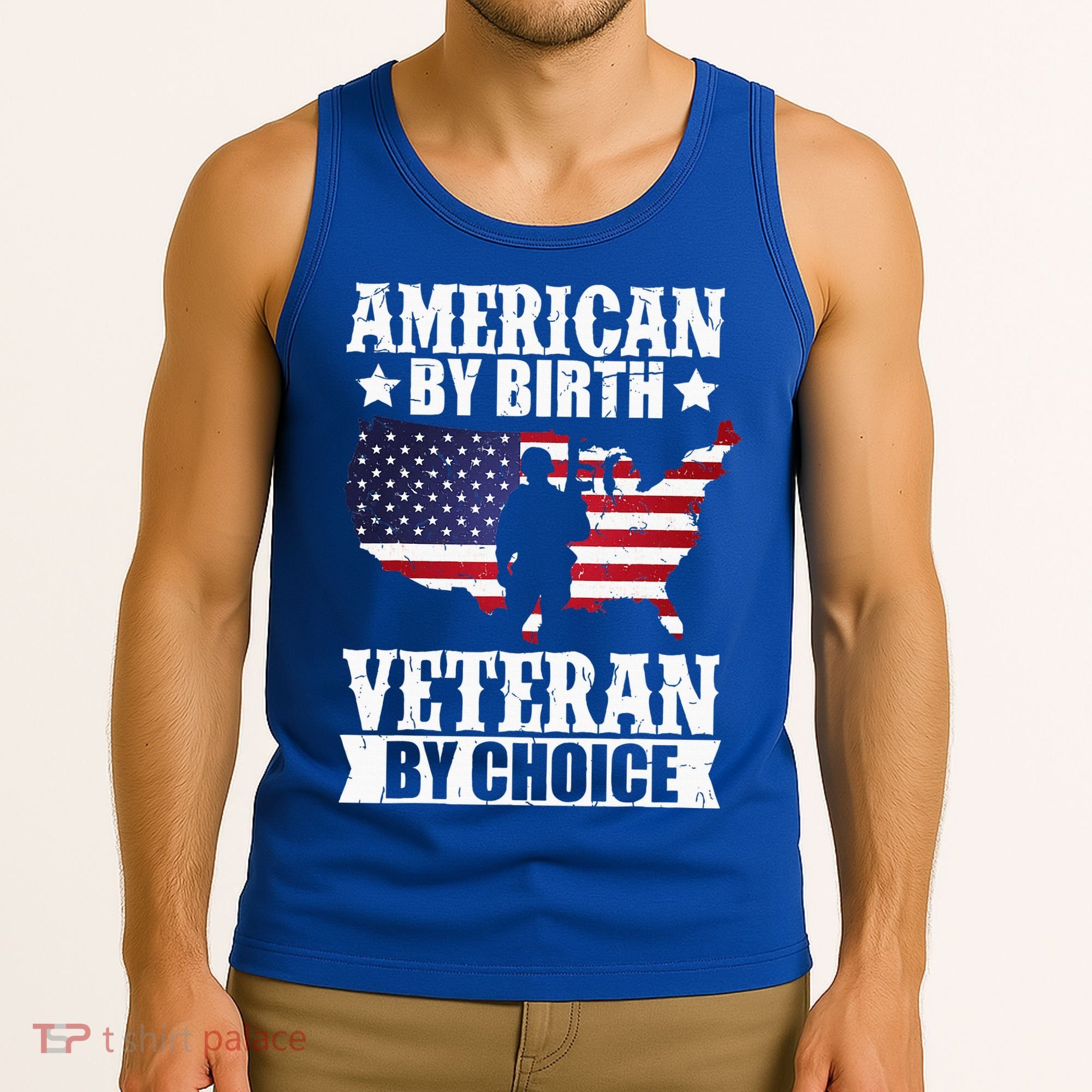 American By Birth Veteran By Choice Us Flag Veterans Day Tank Top