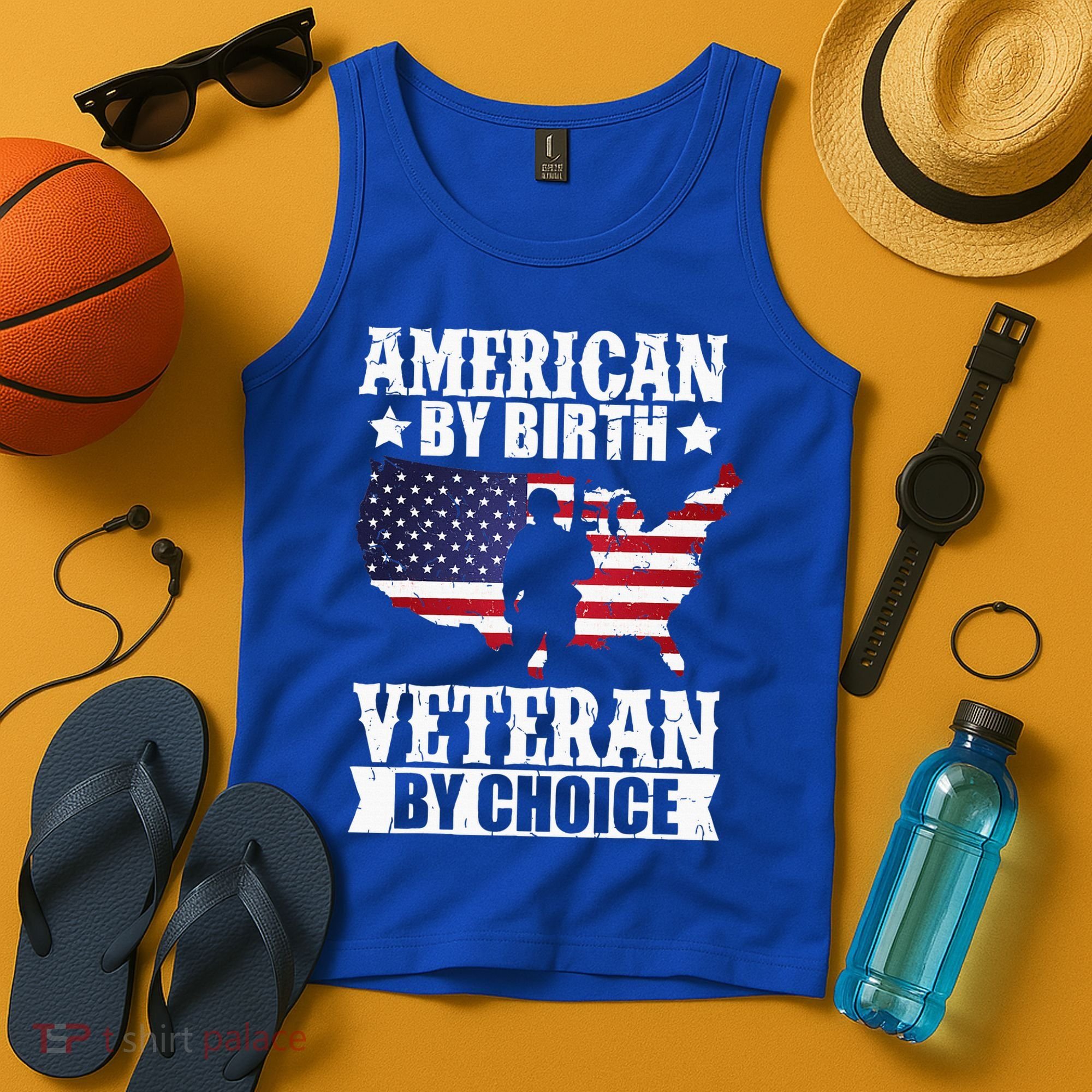 American By Birth Veteran By Choice Us Flag Veterans Day Tank Top