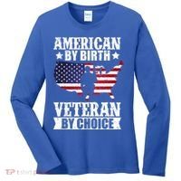 American By Birth Veteran By Choice Us Flag Veterans Day Women's Long Sleeve Shirt thumb 0