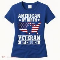 American By Birth Veteran By Choice Us Flag Veterans Day Women's T-Shirt thumb 0