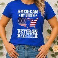 American By Birth Veteran By Choice Us Flag Veterans Day Women's T-Shirt thumb 2