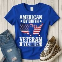 American By Birth Veteran By Choice Us Flag Veterans Day Women's T-Shirt thumb 3
