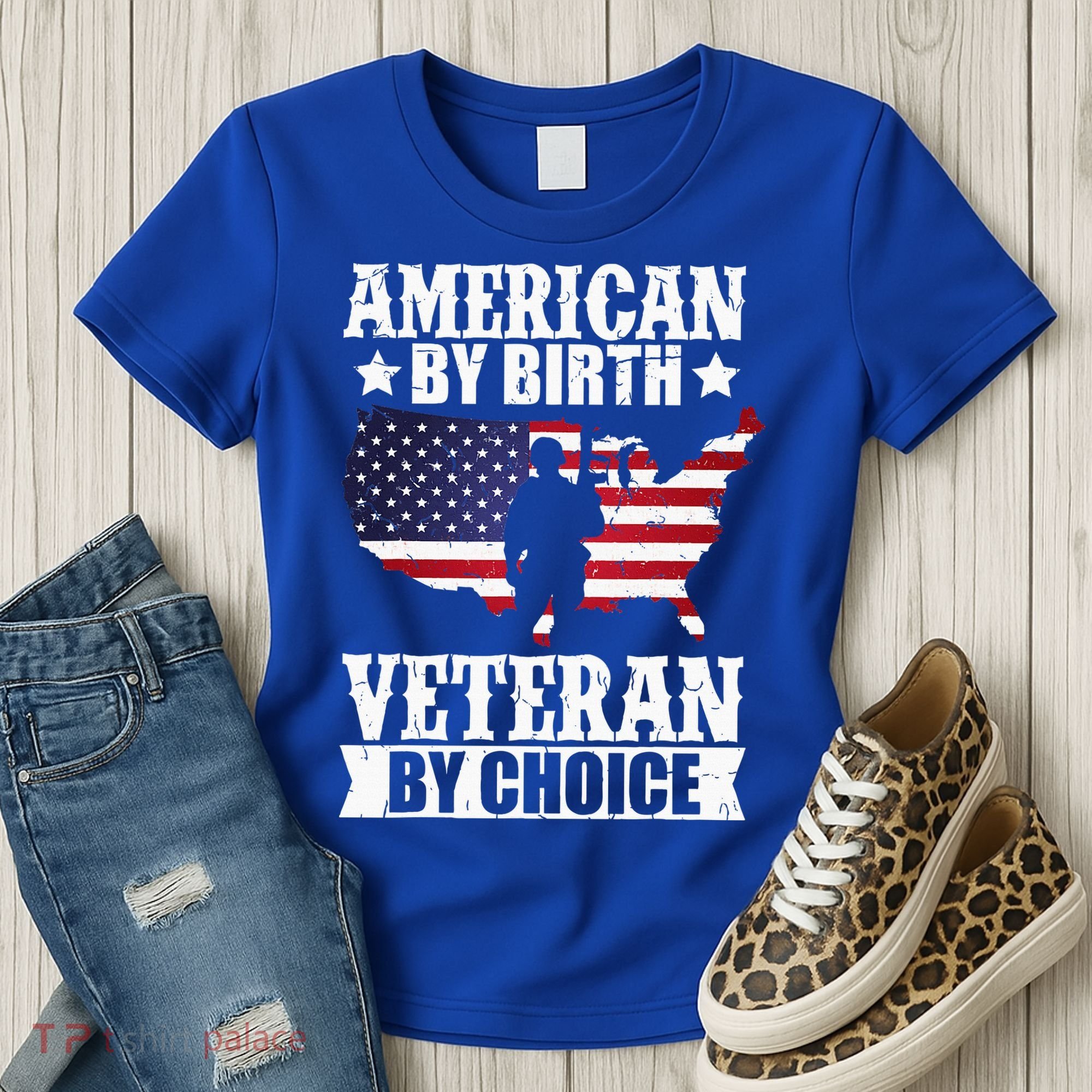 American By Birth Veteran By Choice Us Flag Veterans Day Women's T-Shirt