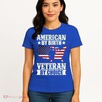 American By Birth Veteran By Choice Us Flag Veterans Day Women's T-Shirt thumb 4