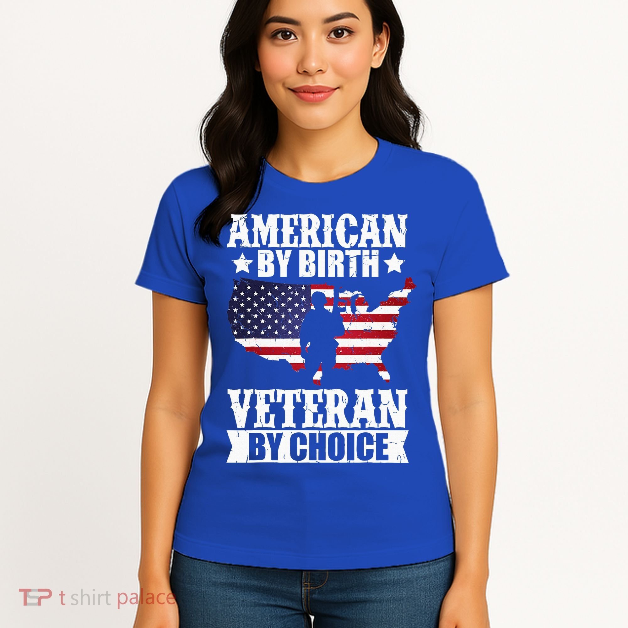 American By Birth Veteran By Choice Us Flag Veterans Day Women's T-Shirt