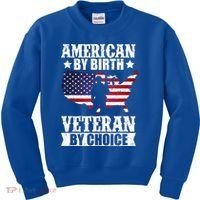 American By Birth Veteran By Choice Us Flag Veterans Day Kids Sweatshirt thumb 0