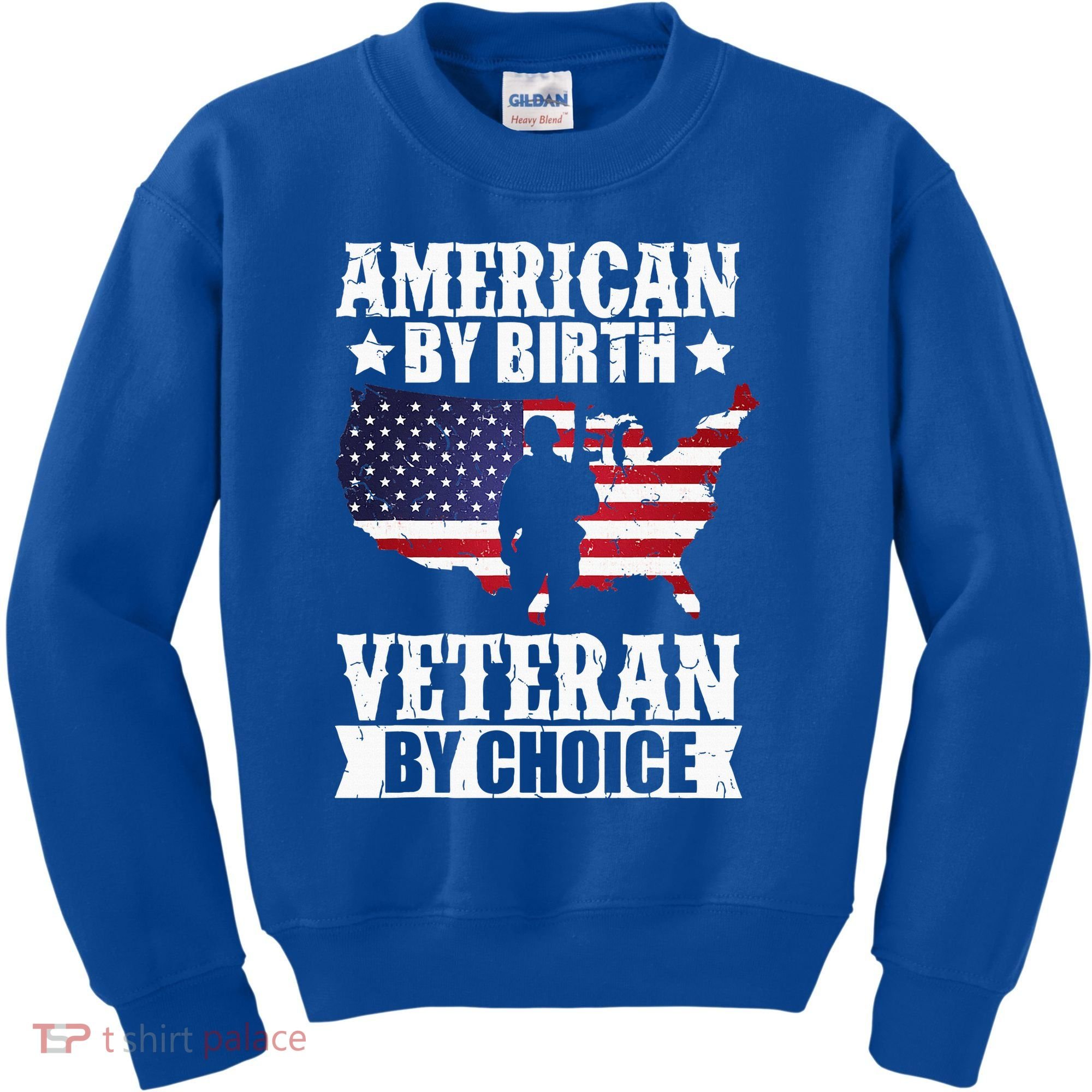 American By Birth Veteran By Choice Us Flag Veterans Day Kids Sweatshirt