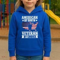 American By Birth Veteran By Choice Us Flag Veterans Day Kids Hoodie thumb 3