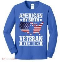 American By Birth Veteran By Choice Us Flag Veterans Day Kids Long Sleeve Shirt thumb 0