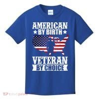 American By Birth Veteran By Choice Us Flag Veterans Day Kids T-Shirt thumb 0