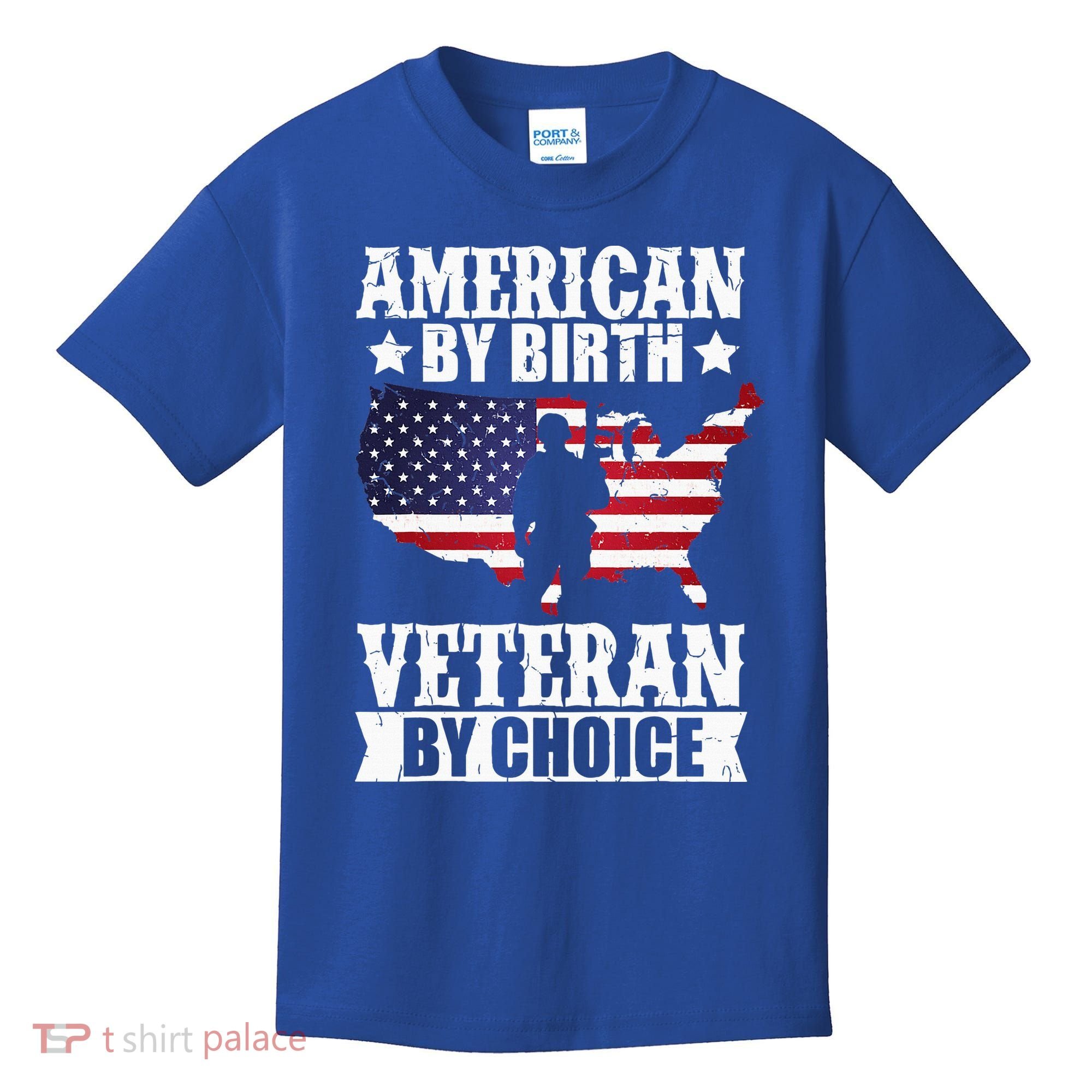American By Birth Veteran By Choice Us Flag Veterans Day Kids T-Shirt