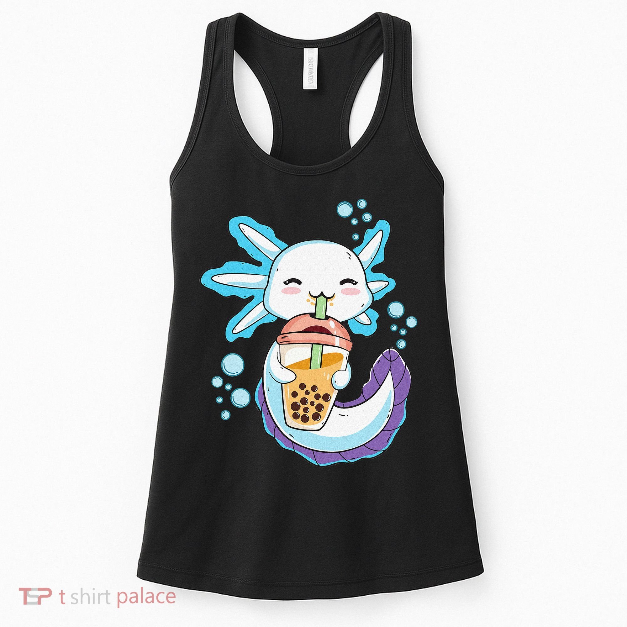 Axolotl Boba Bubble Tea Kawaii Anime Japanese  Teen   Women's Tank Top