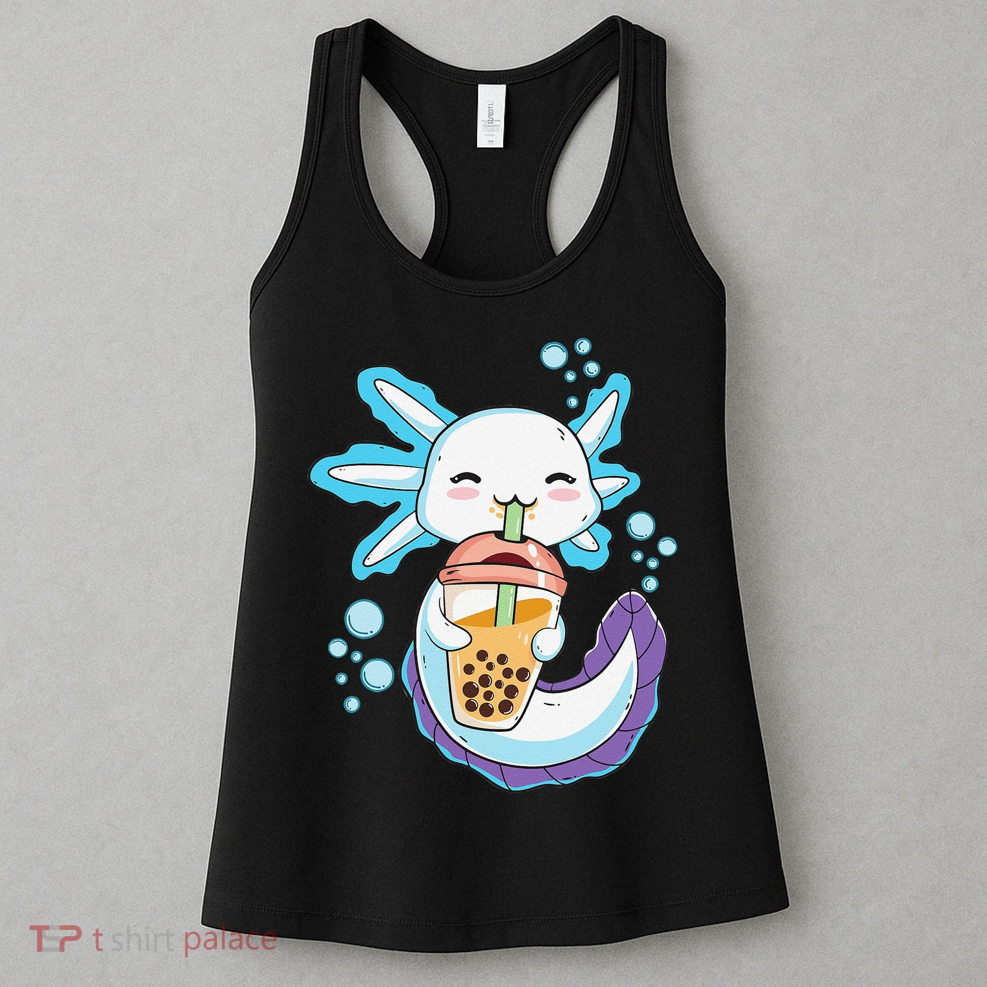 Axolotl Boba Bubble Tea Kawaii Anime Japanese  Teen   Women's Tank Top