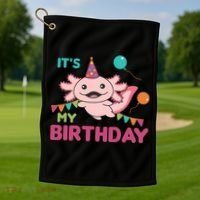 Axolotl Balloons Birthday Axolotls Golf Towel thumb 1
