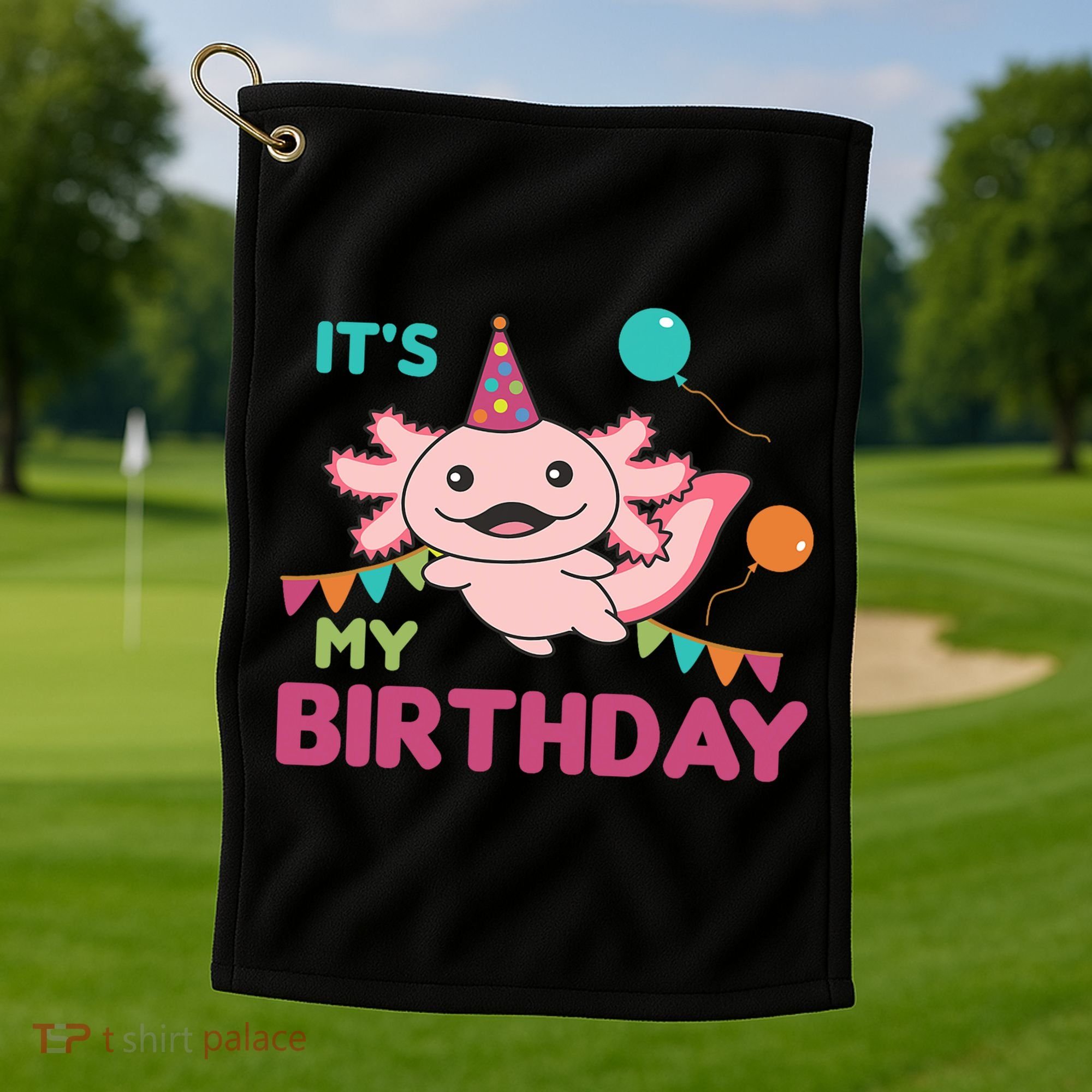 Axolotl Balloons Birthday Axolotls Golf Towel