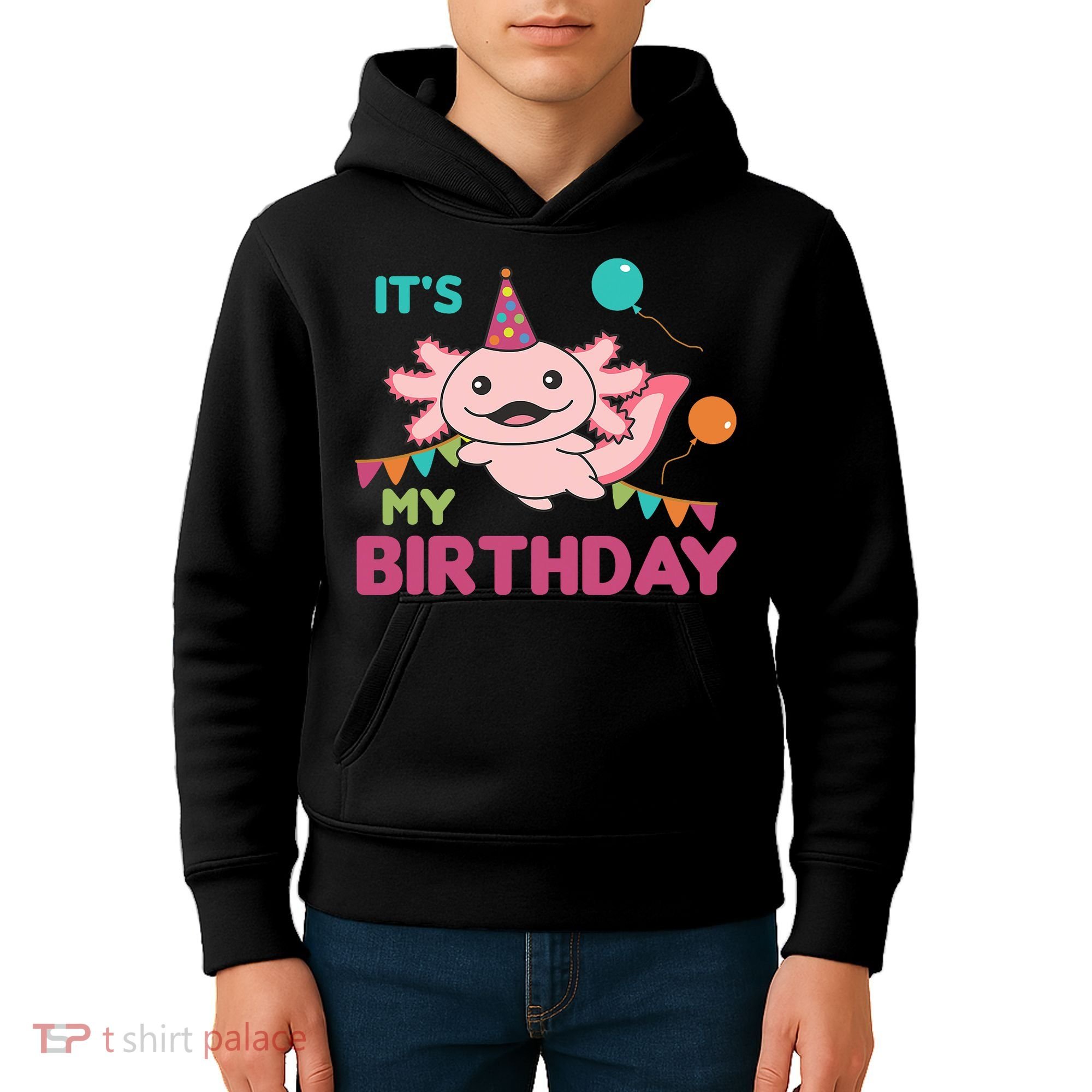 Axolotl Balloons Birthday Axolotls Kids Hoodie