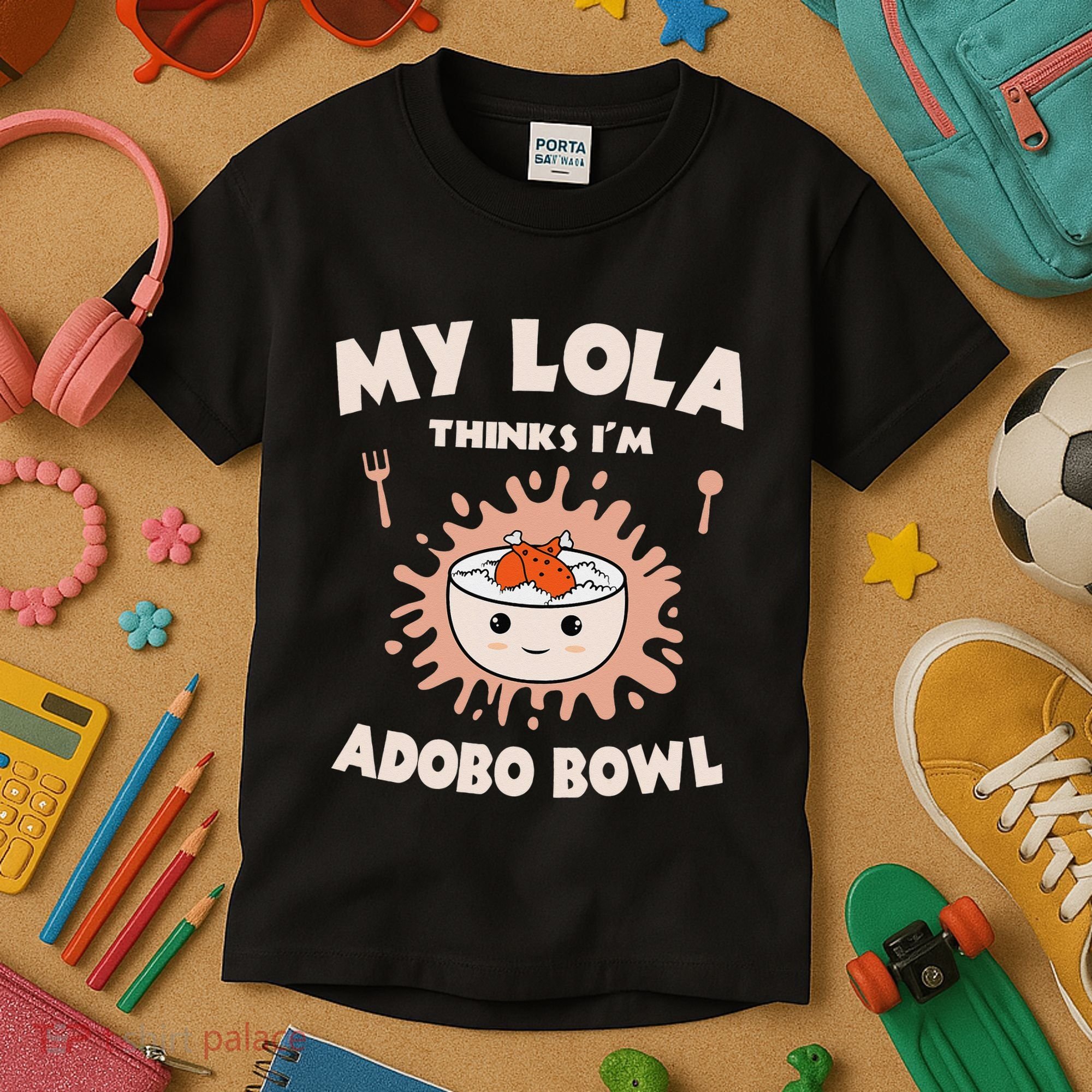 Adobo Bowl Chicken Lola Cuisine Philippine Flag Grandma Kids T-Shirt