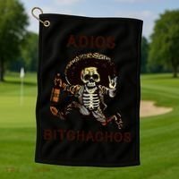 Adios Bitchachos Cinco De Mayo Skeleton Drinking Golf Towel thumb 1