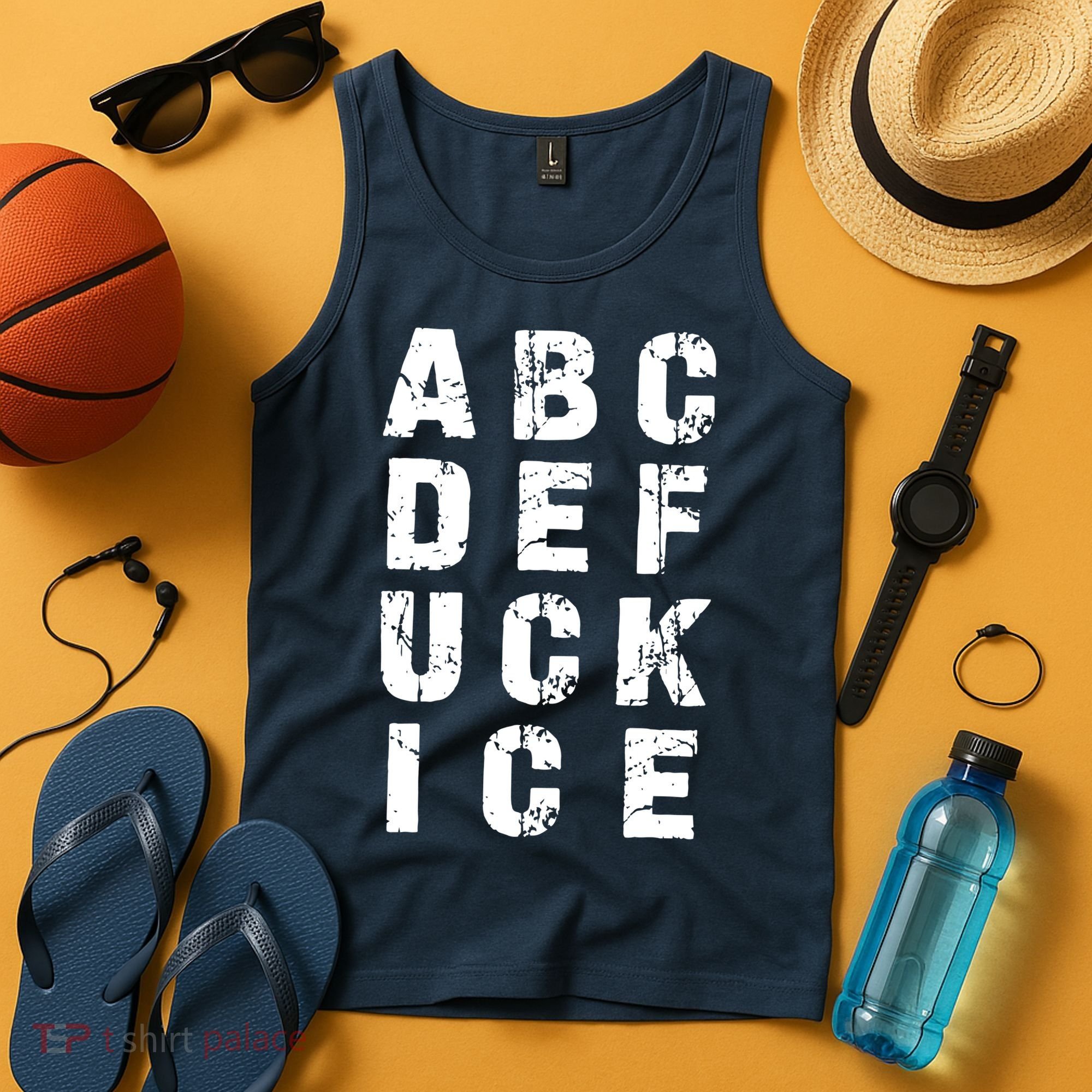 A B C D E FUCK ICE Tank Top