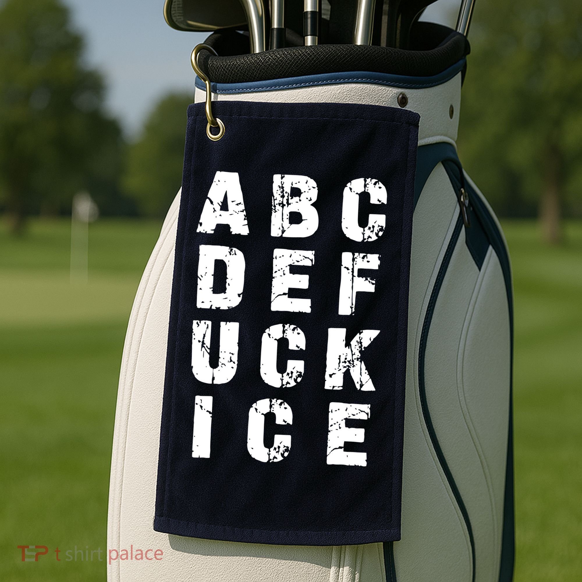 A B C D E FUCK ICE Golf Towel