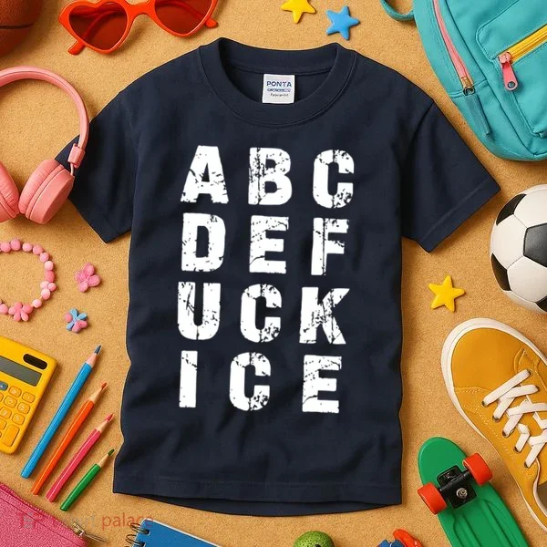 A B C D E FUCK ICE Kids T-Shirt