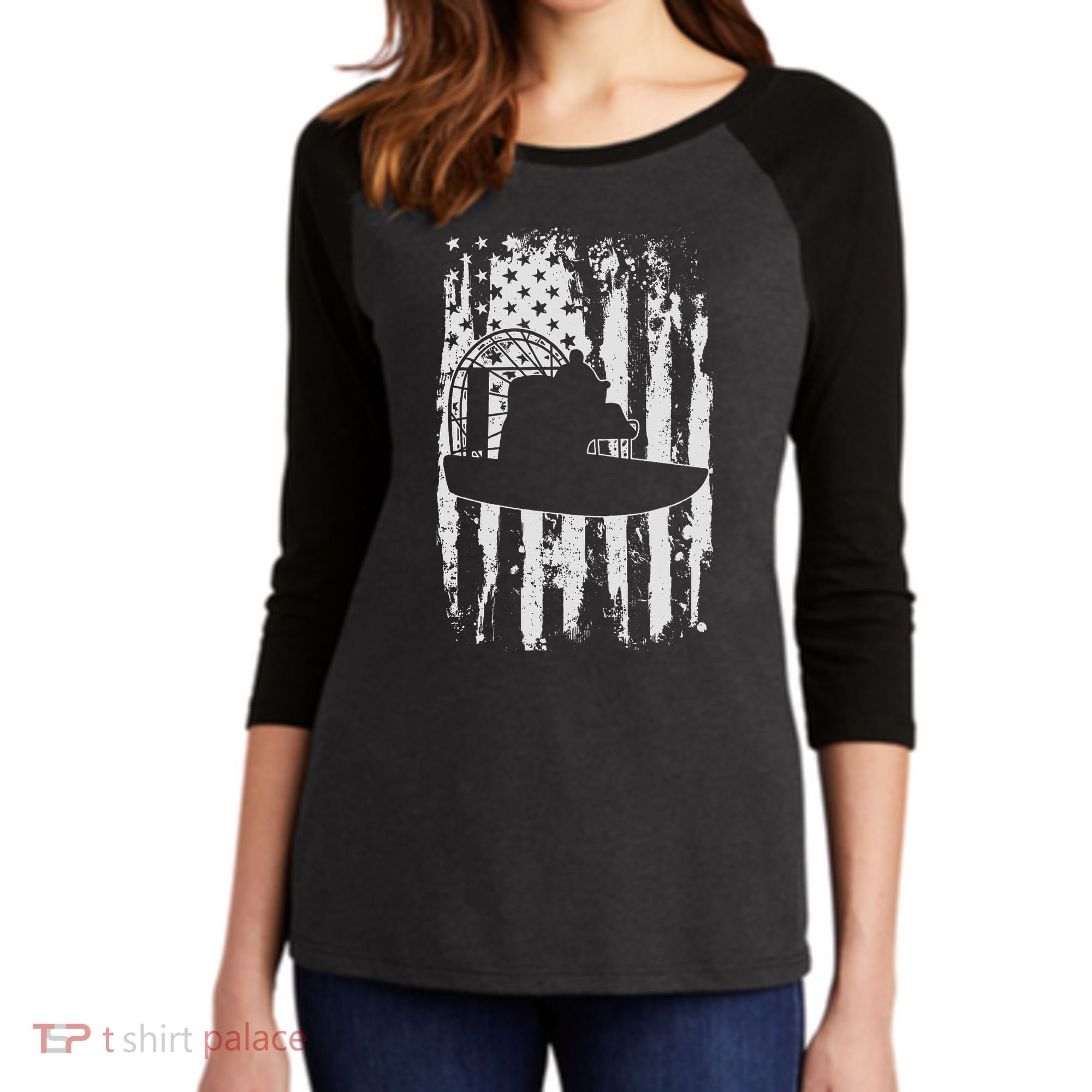 Airboat Boat Captain Gift Women's Tri-Blend 3/4-Sleeve Raglan Shirt