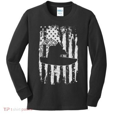 Airboat Boat Captain Gift Kids Long Sleeve Shirt