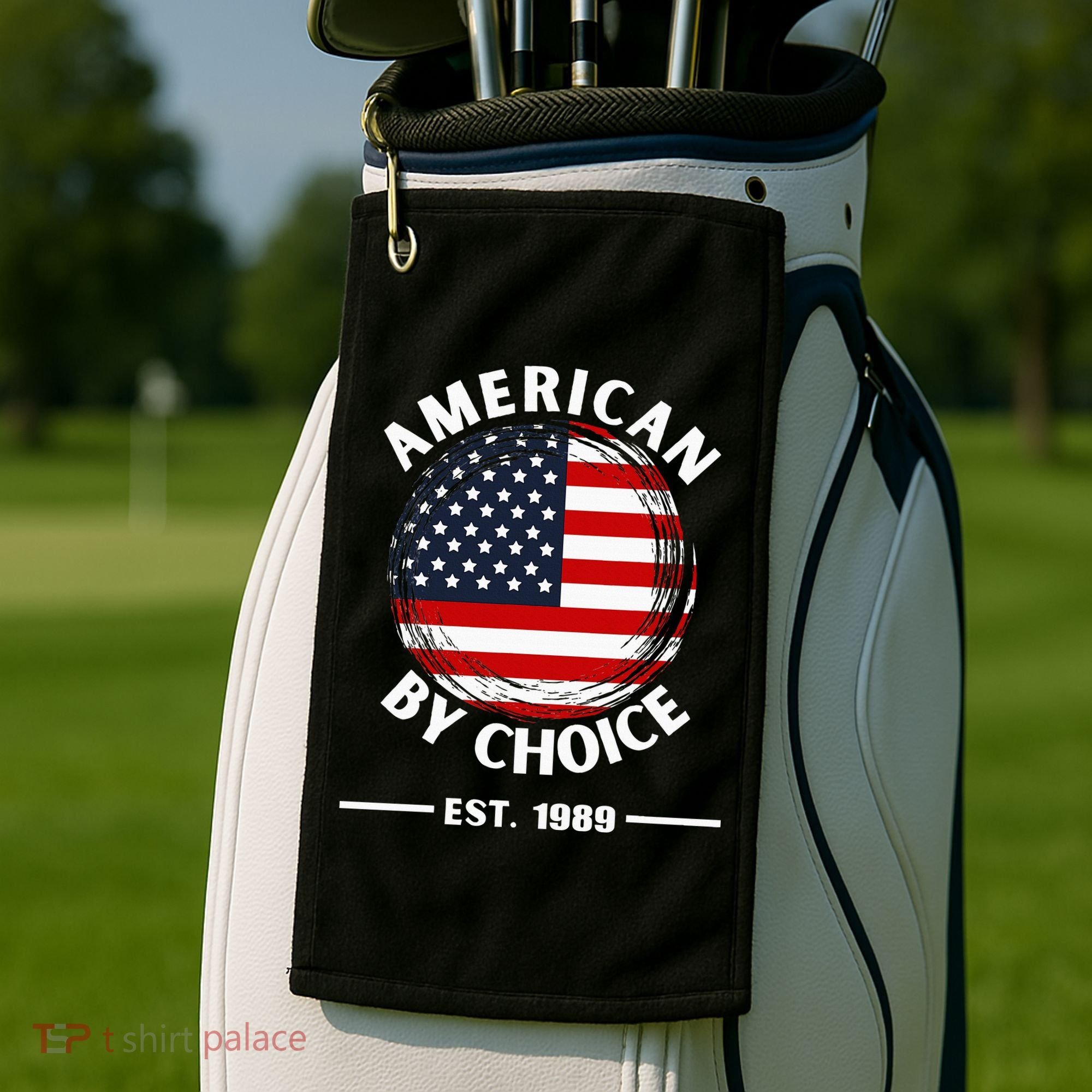 American By Choice Est 1989 Golf Towel