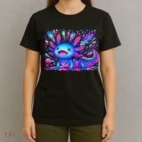 Axolotl Beautiful Colorful Art Axolotl T-Shirt thumb 4