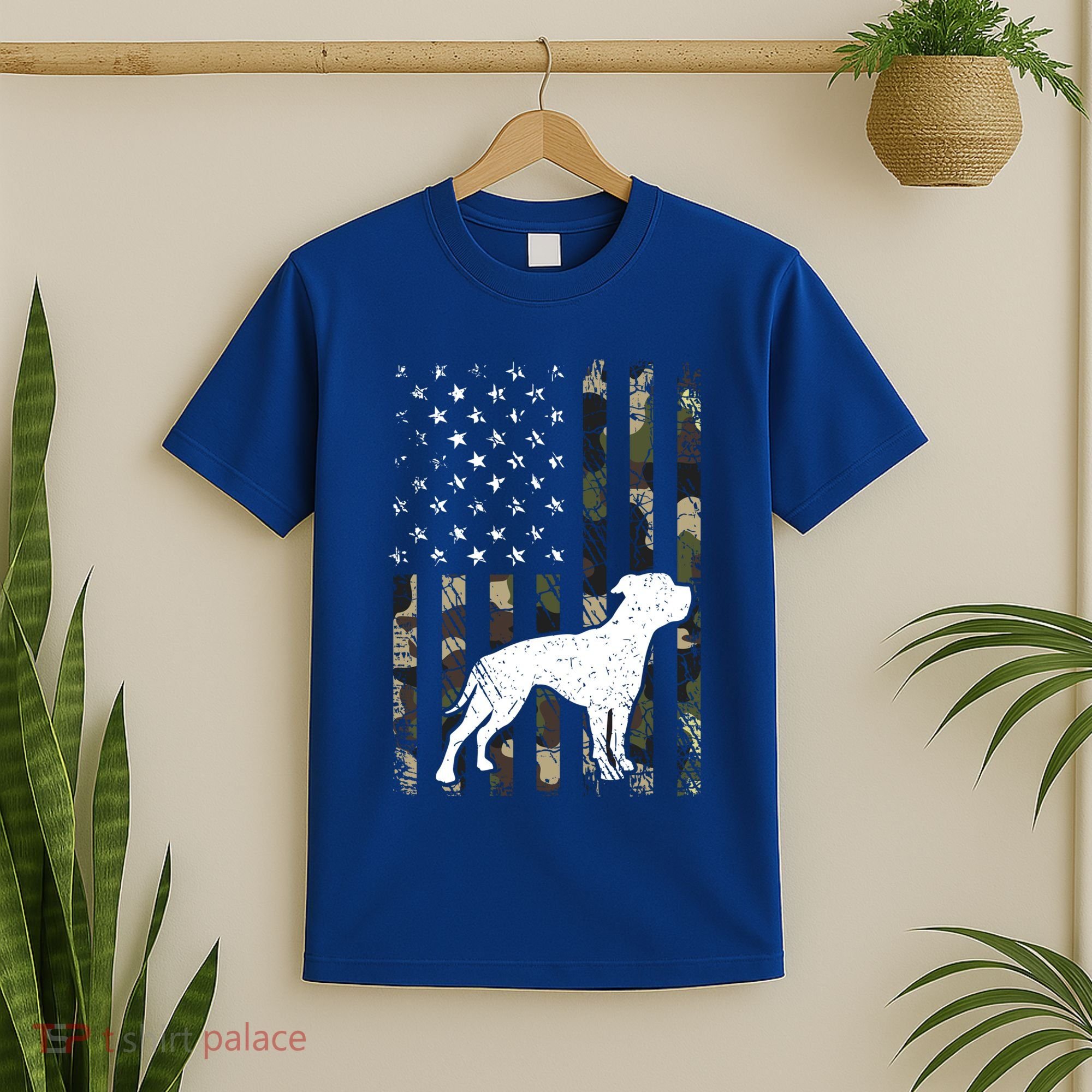 American Bulldog Dog Dad Mom Camouflage Usa Flag Great Gift T-Shirt