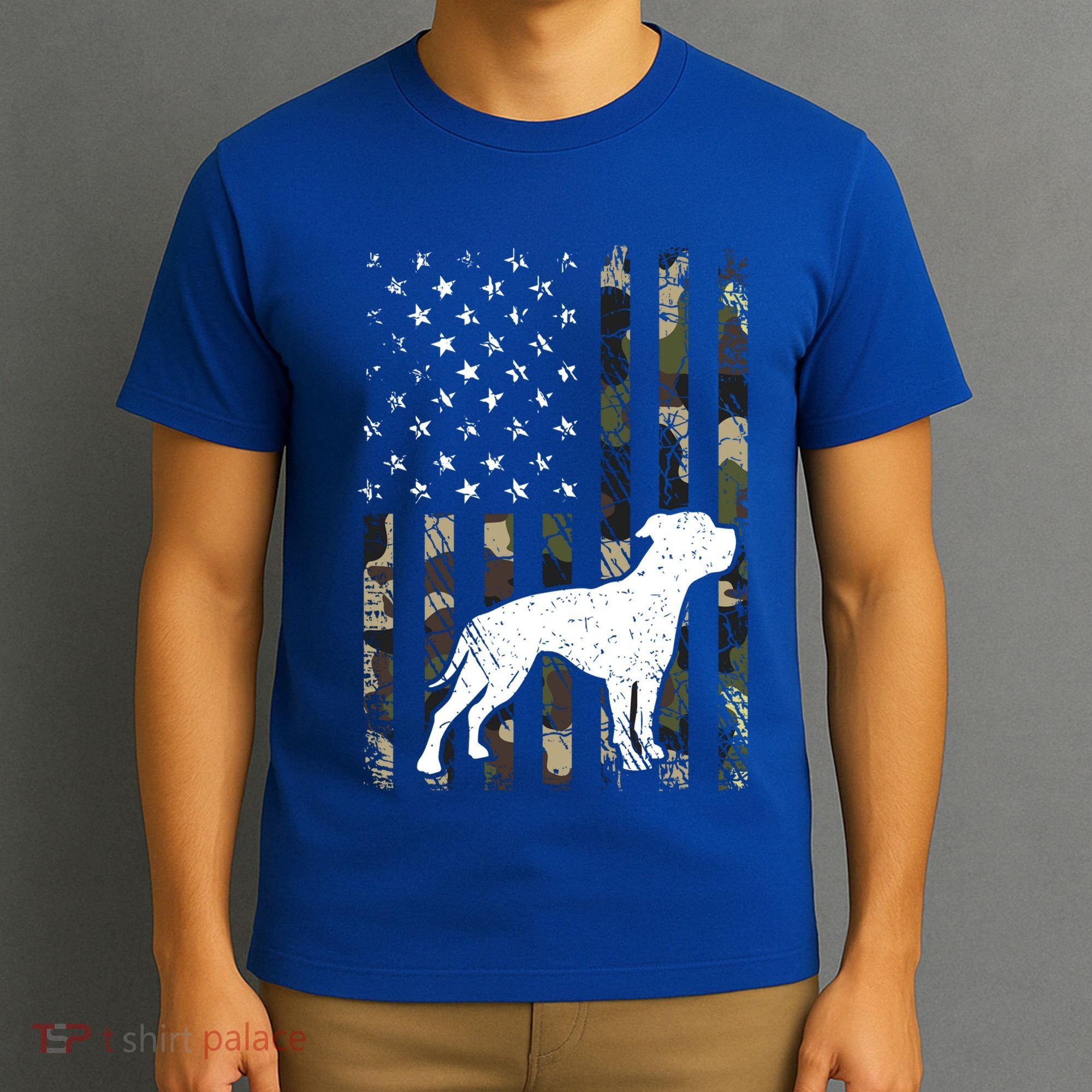 American Bulldog Dog Dad Mom Camouflage Usa Flag Great Gift T-Shirt