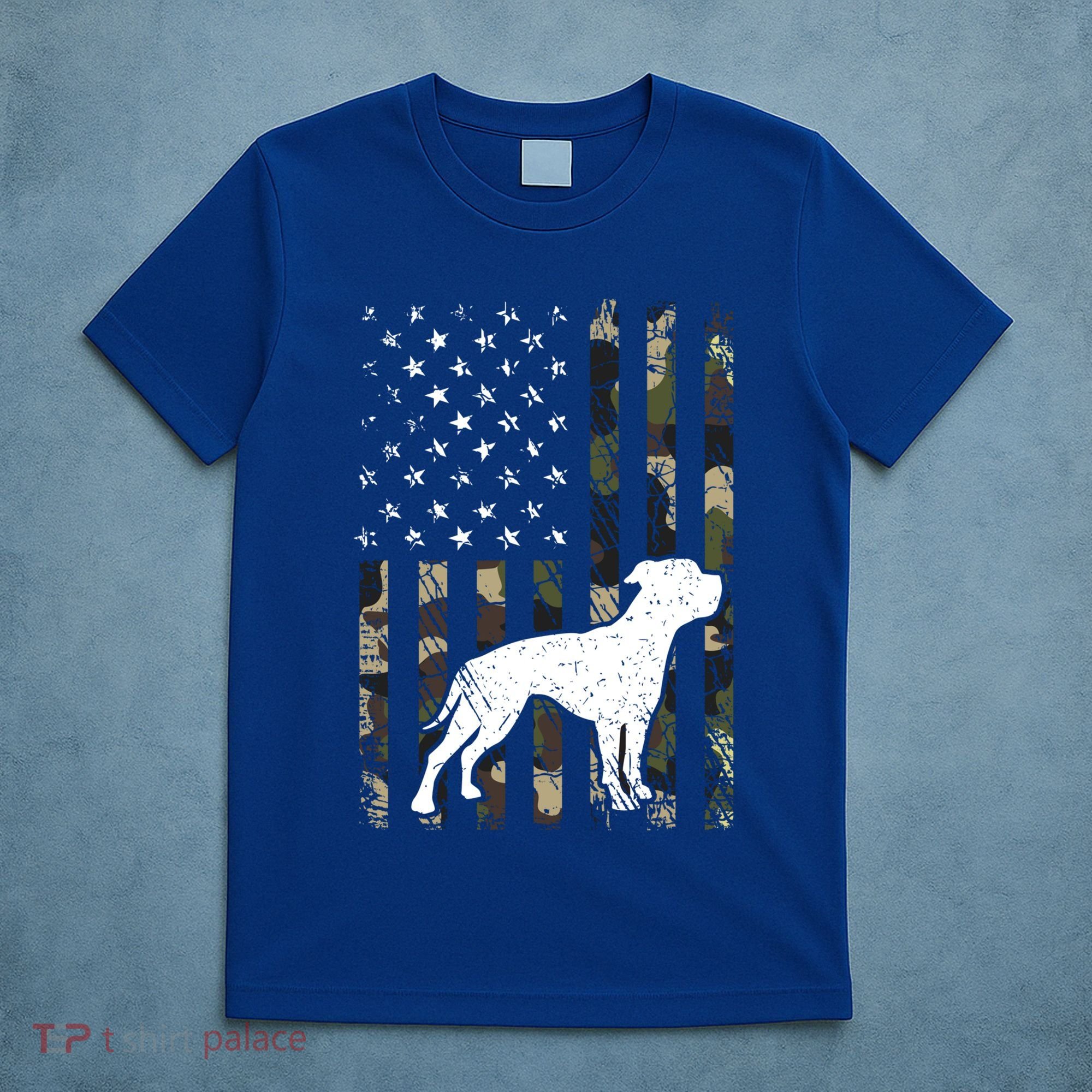 American Bulldog Dog Dad Mom Camouflage Usa Flag Great Gift T-Shirt