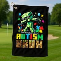 Autism Bruh Dab ASD Awareness Gameing Golf Towel thumb 1