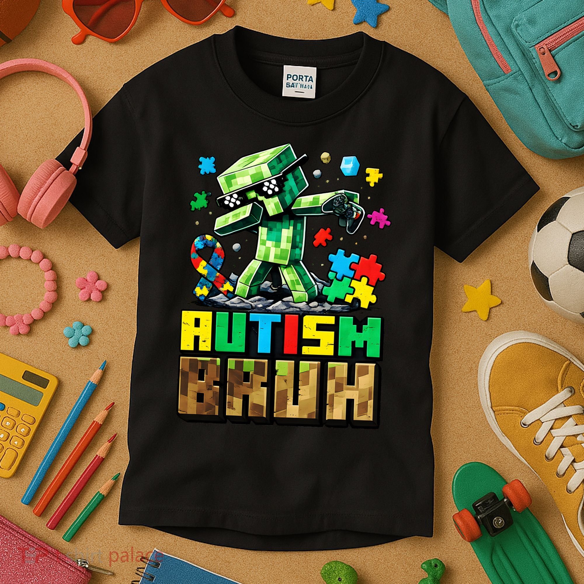 Autism Bruh Dab ASD Awareness Gameing Kids T-Shirt