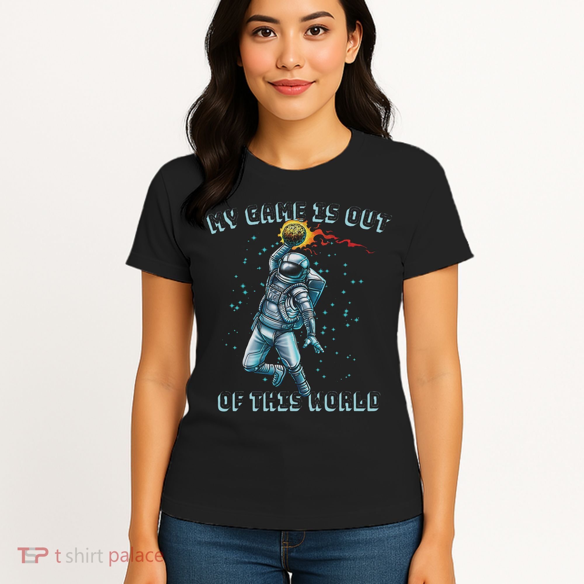 Astronaut Basketball Dunk Outer Space Game Out Of This World Women's T-Shirt