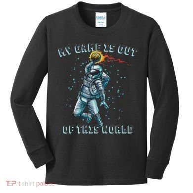 Astronaut Basketball Dunk Outer Space Game Out Of This World Kids Long Sleeve Shirt