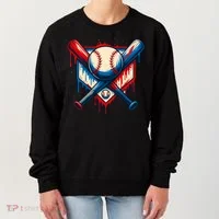 American Baseball Drip Graffiti Ball & Bat Women's Sweatshirt thumb 0