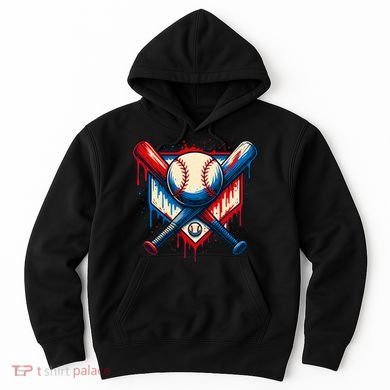 American Baseball Drip Graffiti Ball & Bat Hoodie
