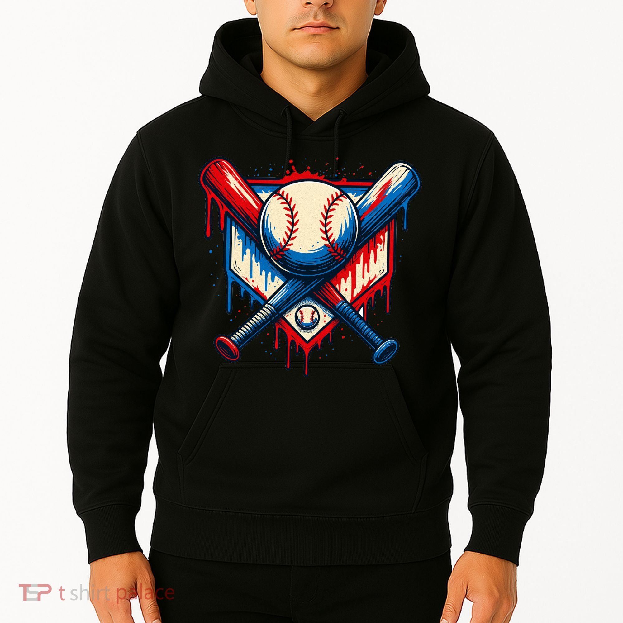 American Baseball Drip Graffiti Ball & Bat Hoodie