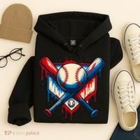 American Baseball Drip Graffiti Ball & Bat Hoodie thumb 4