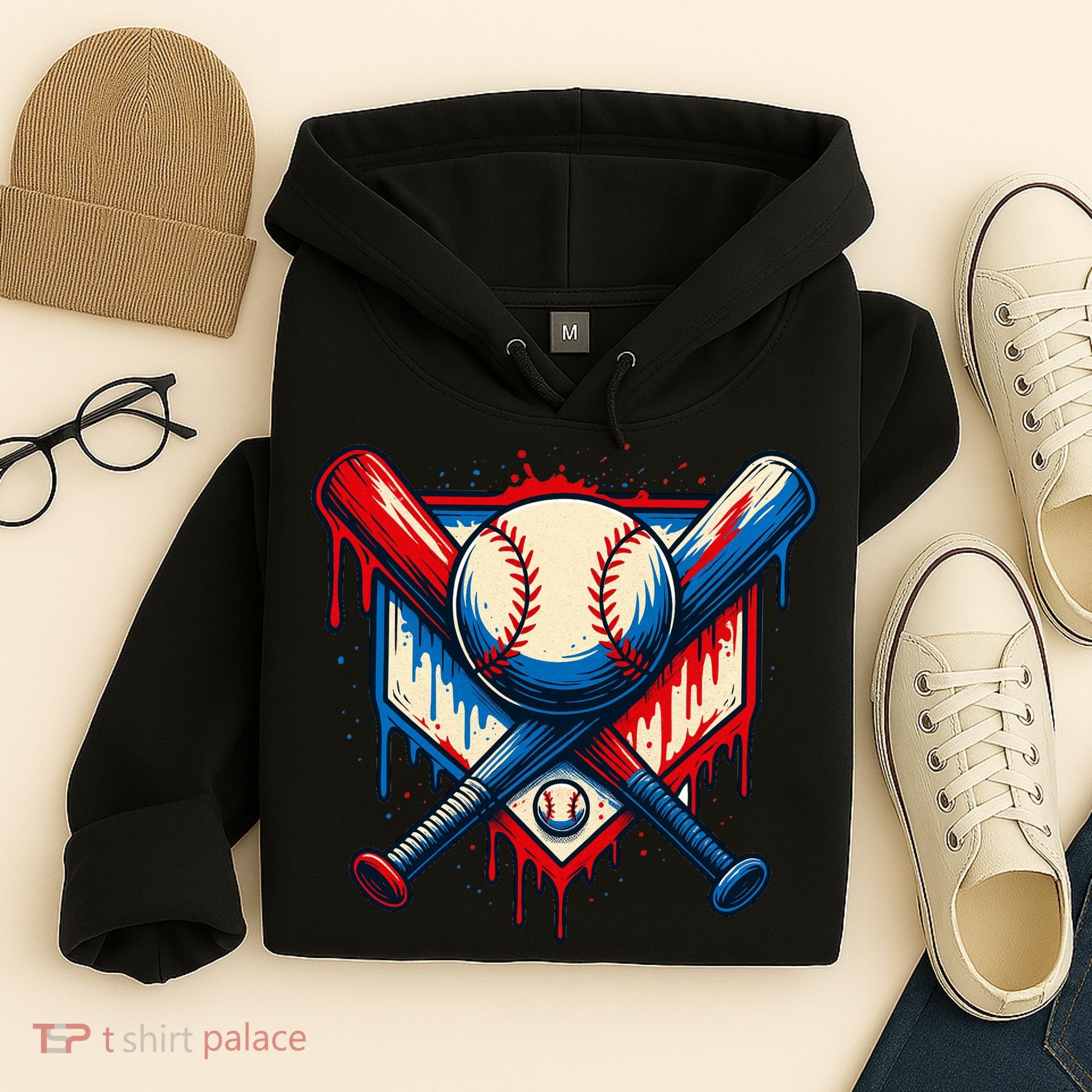 American Baseball Drip Graffiti Ball & Bat Hoodie