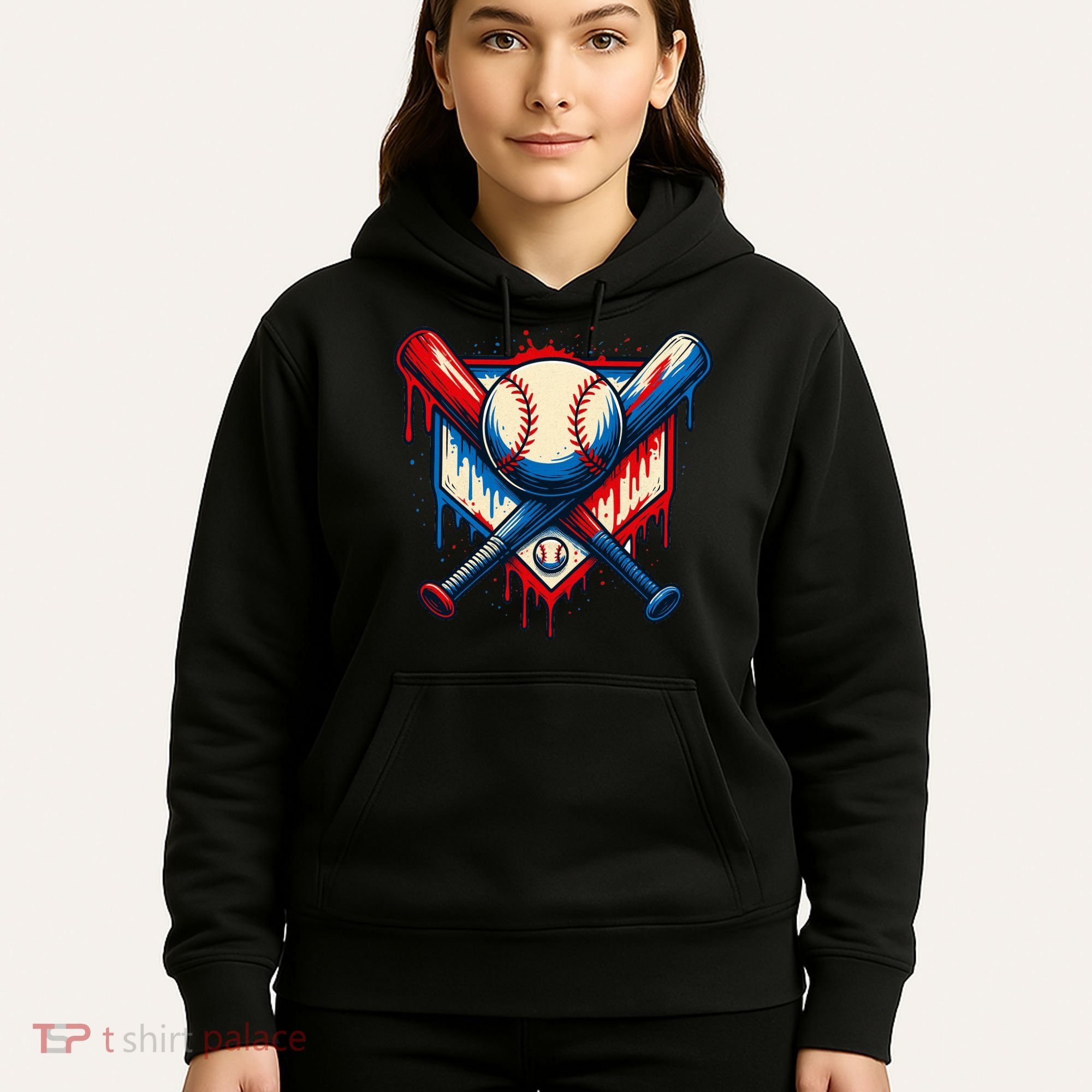American Baseball Drip Graffiti Ball & Bat Hoodie