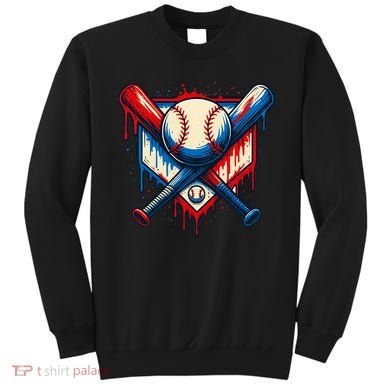 American Baseball Drip Graffiti Ball & Bat Sweatshirt